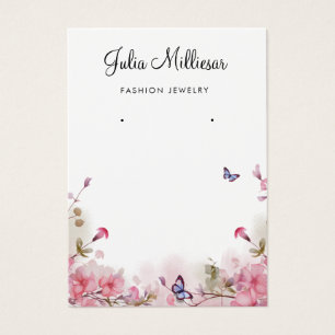 Modern watercolor floral earring display card 