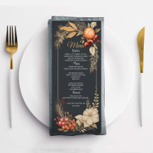 Modern Watercolor Floral Elegant Wedding Menu
