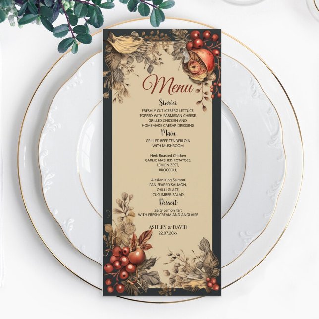 Modern Watercolor Floral Elegant Wedding Menu (Creator Uploaded)