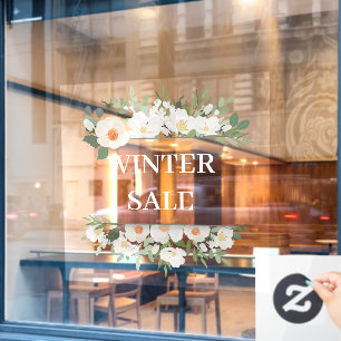 Modern Watercolor Floral Greenery Winter Sale  Window Cling