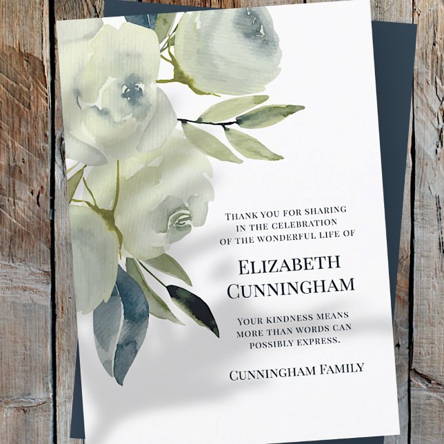 Modern Watercolor Floral Memorial Thank You Card (Creator Uploaded)