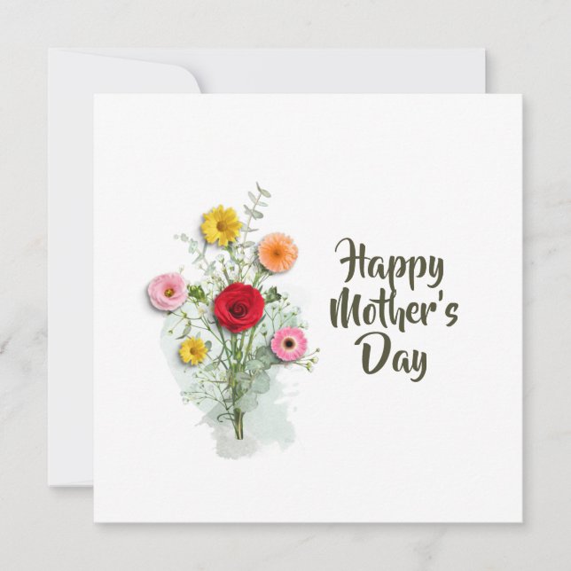 Modern Watercolor Floral Mothers Day Personalised Card (Front)