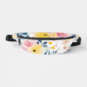 Modern Watercolor Floral Pattern Bum Bags