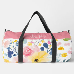 Modern Watercolor Floral Pattern  Duffle Bag