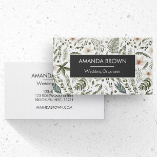 Modern Watercolor Floral Pattern Wedding Business Card