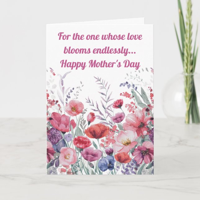 Modern Watercolor Floral Personalised Mother's Day Card (Front)