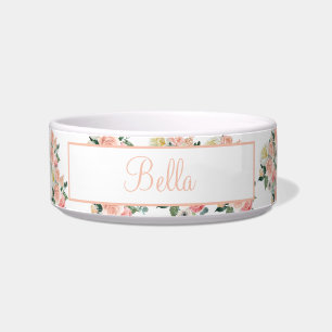 Modern Watercolor Floral Pet Bowl