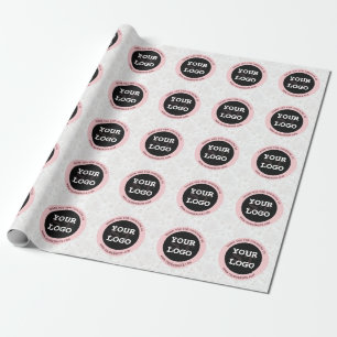Modern Watercolor Floral Pink and Black Wrapping Paper