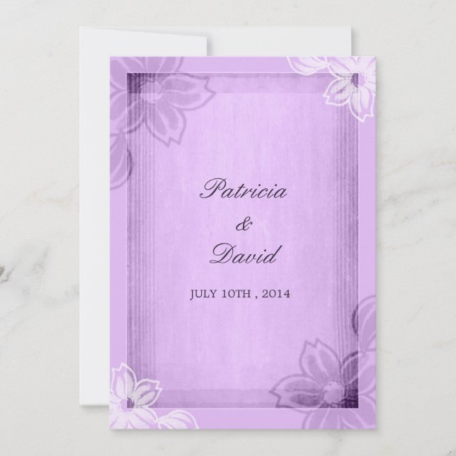 Modern Watercolor Floral Purple Wedding Invitation (Front)