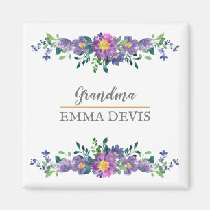 Modern watercolor floral script elegant grandma magnet