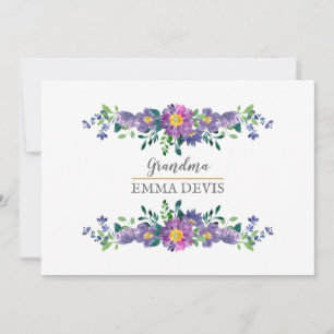 Modern watercolor floral script elegant grandma save the date