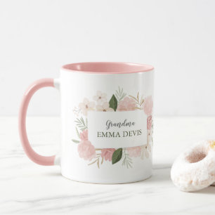 Modern watercolor floral script elegant grandma Tw Mug