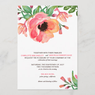 MODERN WATERCOLOR FLORAL wedding invitation