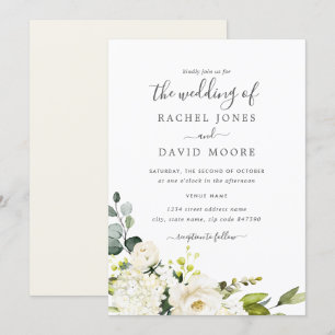 Modern Watercolor Floral Wedding Invitation