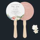 Modern Watercolor Floral Wedding Program Hand Fans<br><div class="desc">Beautiful watercolor garden flowers and foliage in chic shades of blush pink,  violet,  white and green,  back features solid dusty rose colour background,  wedding program fans. Modern typography design template. Personalise text,  customise font style,  colour and size.  Designed to match our Timeless Floral Wedding Collection.</div>