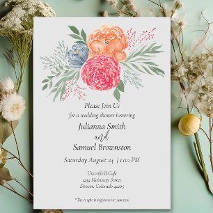 Modern Watercolor Floral Wedding Shower Invitation