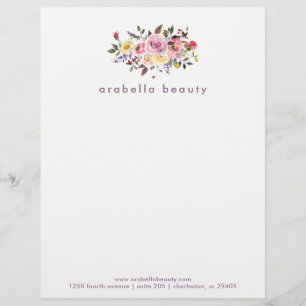 Modern Watercolor Floral with Business Name Customized Letterhead
