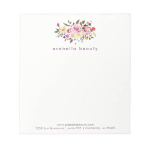 Modern Watercolor Floral with Business Name Notepad