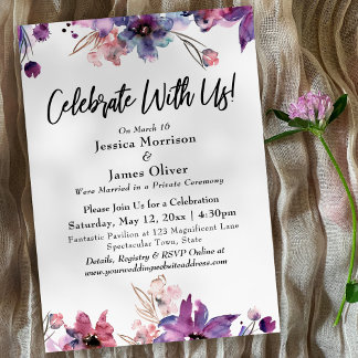 Modern Watercolor Florals Celebrate With Us! Invitation