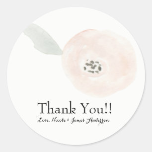 Modern Watercolor Flower Floral Wedding Favour Classic Round Sticker