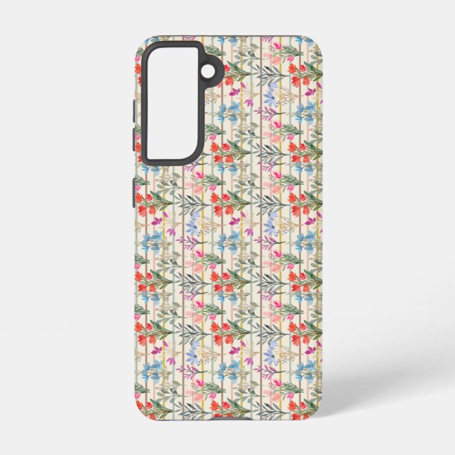 Modern Watercolor Flower Pattern Samsung Galaxy S21 Case (Back)