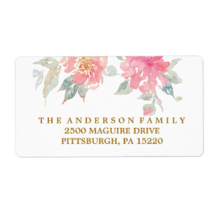 MODERN WATERCOLOR FLOWER Return Address Label
