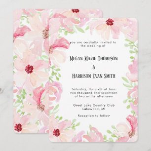 Modern Watercolor Flower Wedding Invitation