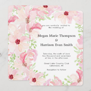 Modern Watercolor Flower Wedding Invitation