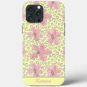 Modern Watercolor Flowers and Animal Print iPhone 13 Pro Max Case