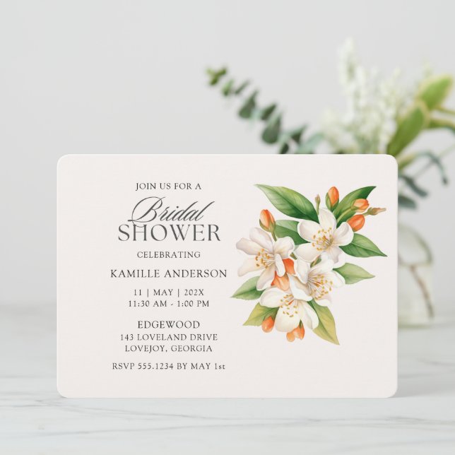 Modern Watercolor Flowers Bridal Shower Invitation (Standing Front)