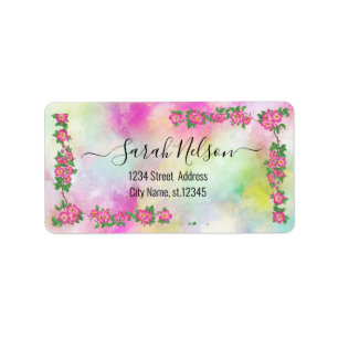 Modern Watercolor Flowers Label