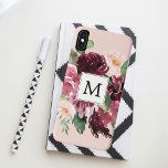 Modern Watercolor Flowers Monogrammed iPhone XS Max Case<br><div class="desc">Modern Watercolor Flowers Monogrammed</div>