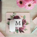 Modern Watercolor Flowers Monogrammed Mouse Mat<br><div class="desc">Modern Watercolor Flowers Monogrammed</div>