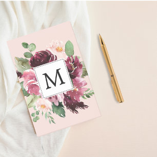 Modern Watercolor Flowers Monogrammed Post-it Notes