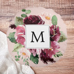 Modern Watercolor Flowers Monogrammed Round Cushion<br><div class="desc">Modern Watercolor Flowers Monogrammed</div>