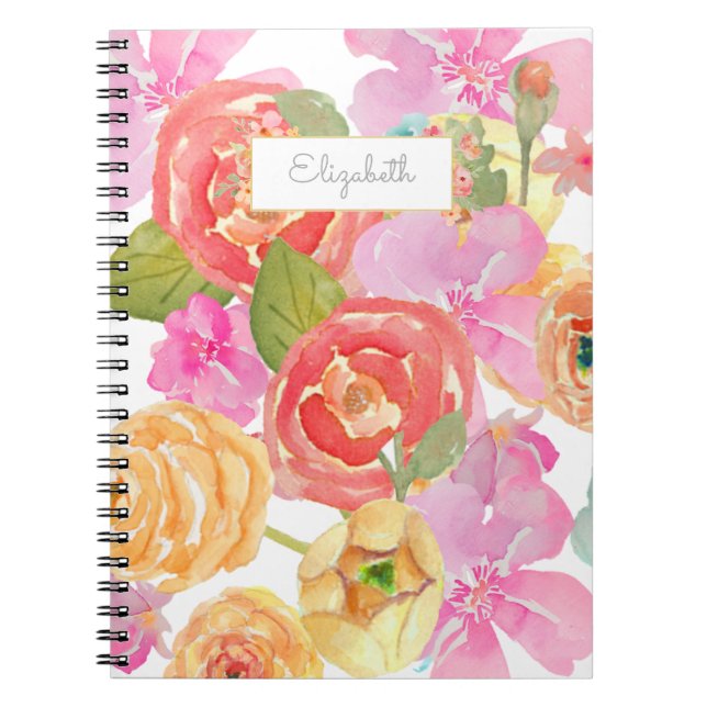 modern watercolor flowers notebook (Front)