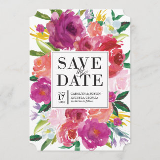 Modern Watercolor Flowers Wedding Save the Date