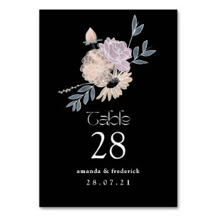 Modern Watercolor Flowers Wedding Table Number