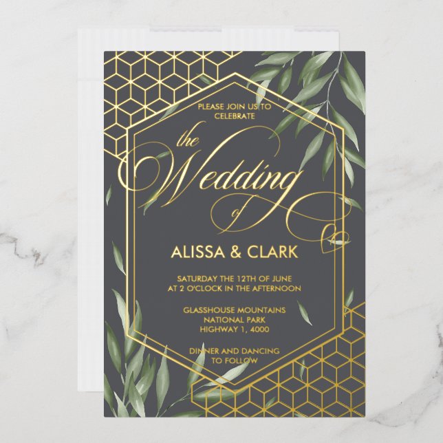 Modern Watercolor Foliage Bold Geometric Frame (Envelope)