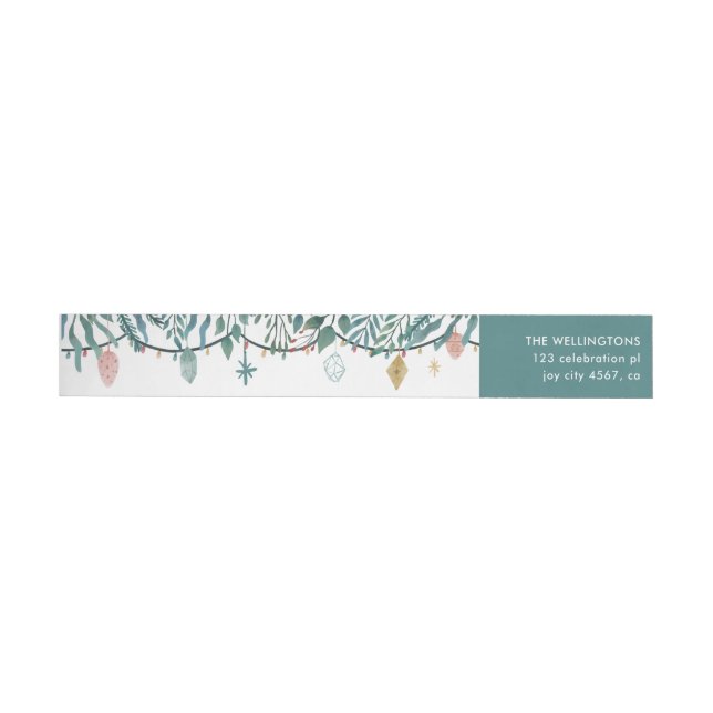 Modern Watercolor Foliage Christmas Garland  Wrap Around Label (Individual)