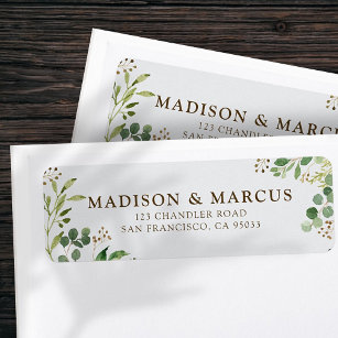 Modern Watercolor Foliage Wedding Return Address