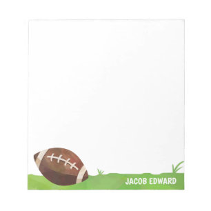 Modern Watercolor Football Sport Grass Fun Kids Notepad