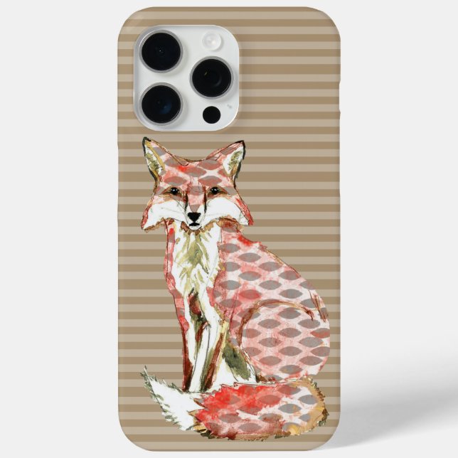 Modern Watercolor Fox Abstract Pattern Case-Mate iPhone Case (Back)