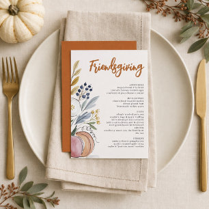 Modern Watercolor Friendsgiving Potluck Dinner Menu