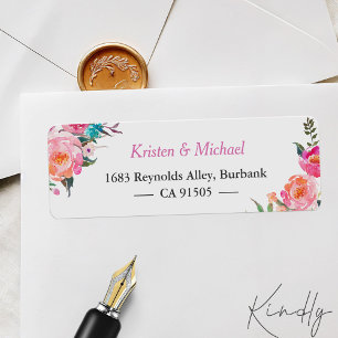 Modern Watercolor Fuchsia Pink Garden Floral