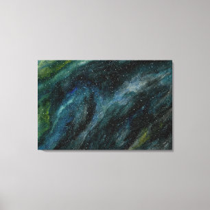 Modern Watercolor Galaxy Hand Painted Blue  Canvas Print