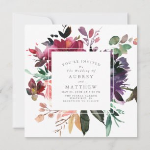 Modern Watercolor Garden Botanical Wedding Invitation