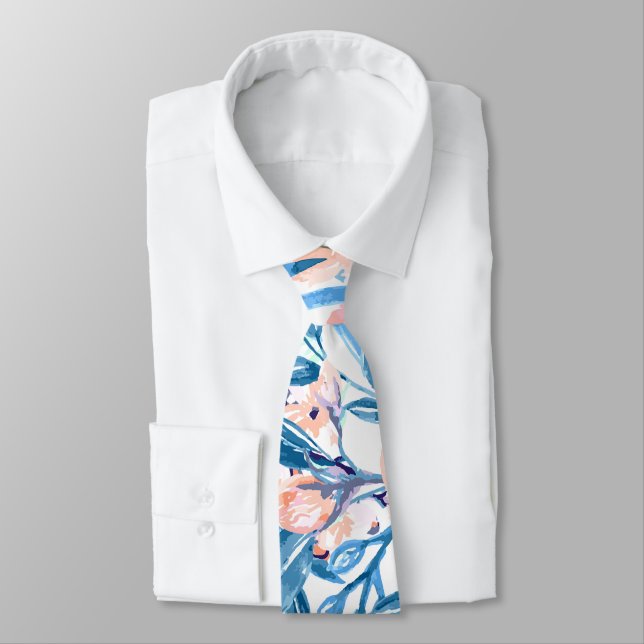 Modern watercolor garden floral paint tie (Tied)