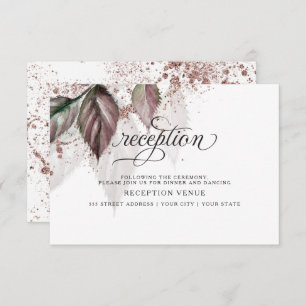 Modern Watercolor Glitter Foliage  BarefootBride™ Invitation