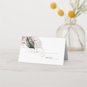 Modern Watercolor Glitter Foliage  BarefootBride™ Place Card